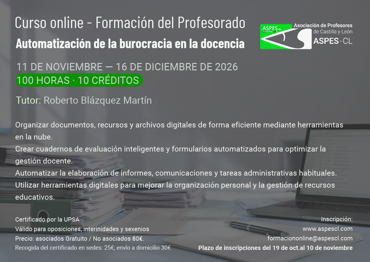 Curso Online Automatización de la burocracia en la docencia